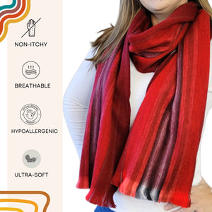 Red Alpaca Wool Scarf - Cristina