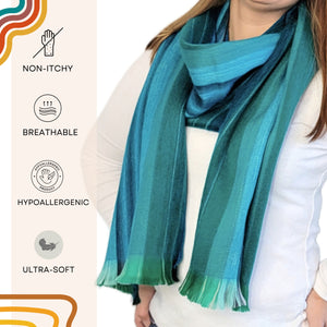 Turquoise Green Alpaca Wool Scarf - Silvana