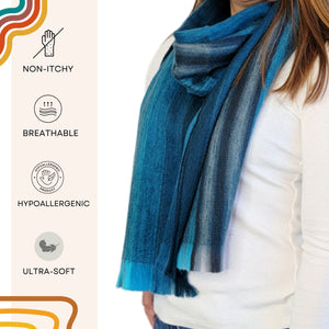 Turquoise Blue Alpaca Wool Scarf - Lorena