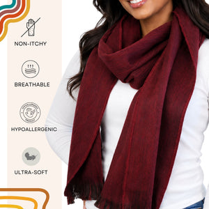 Red Wine Alpaca Wool Scarf - Angela