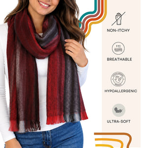 Dark Red Alpaca Wool Scarf - Morita