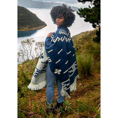 Blue Alpaca Wool Poncho - Clint Eastwood - Latitude Zero Goods