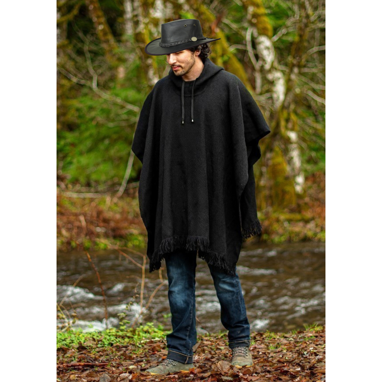 Black - 100% Andean Wool Poncho