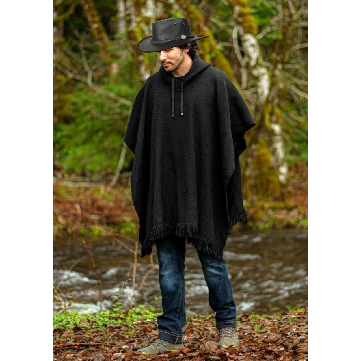 Black - 100% Merino Wool Poncho