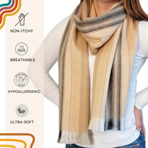 Peach & Beige Alpaca Wool Scarf - Gloria