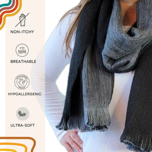 Black & Gray Reversible Alpaca Wool Scarf - Kate