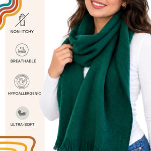 Green Alpaca Wool Scarf - Clemencia