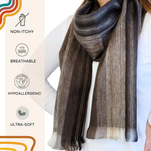 Brown Alpaca Wool Scarf - Emilia