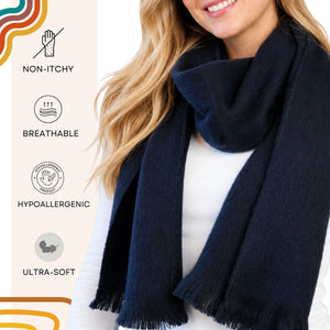 Dark Blue Alpaca Wool Scarf - Eloisa