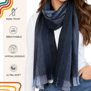 Dark Blue & Gray Alpaca Wool Scarf - Lourdes