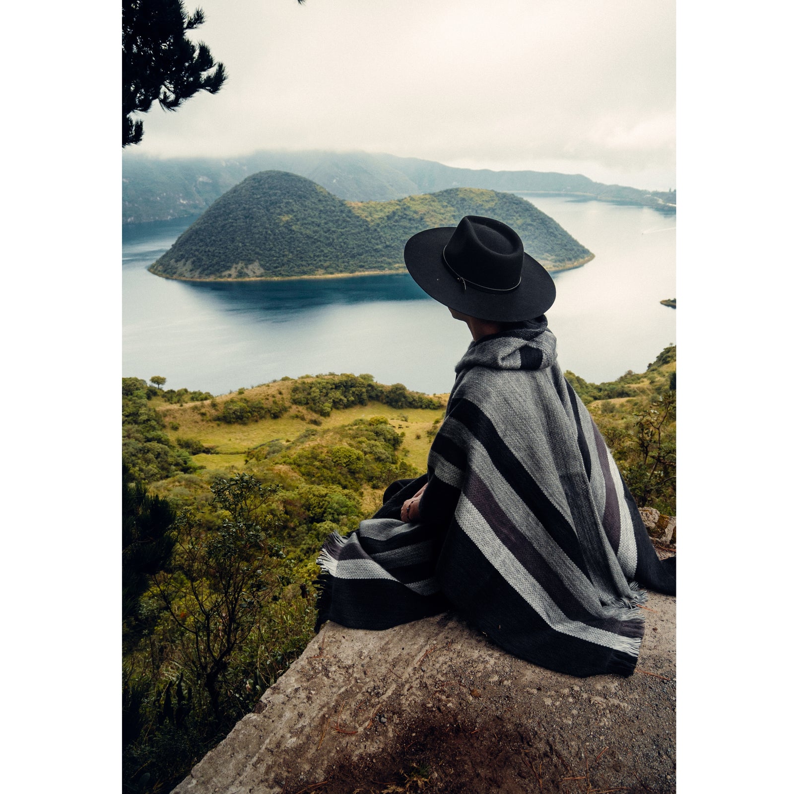 Black Striped - 100% Andean Wool Poncho