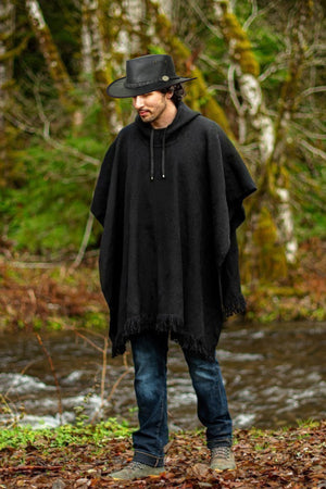 Black - 100% Merino Wool Poncho