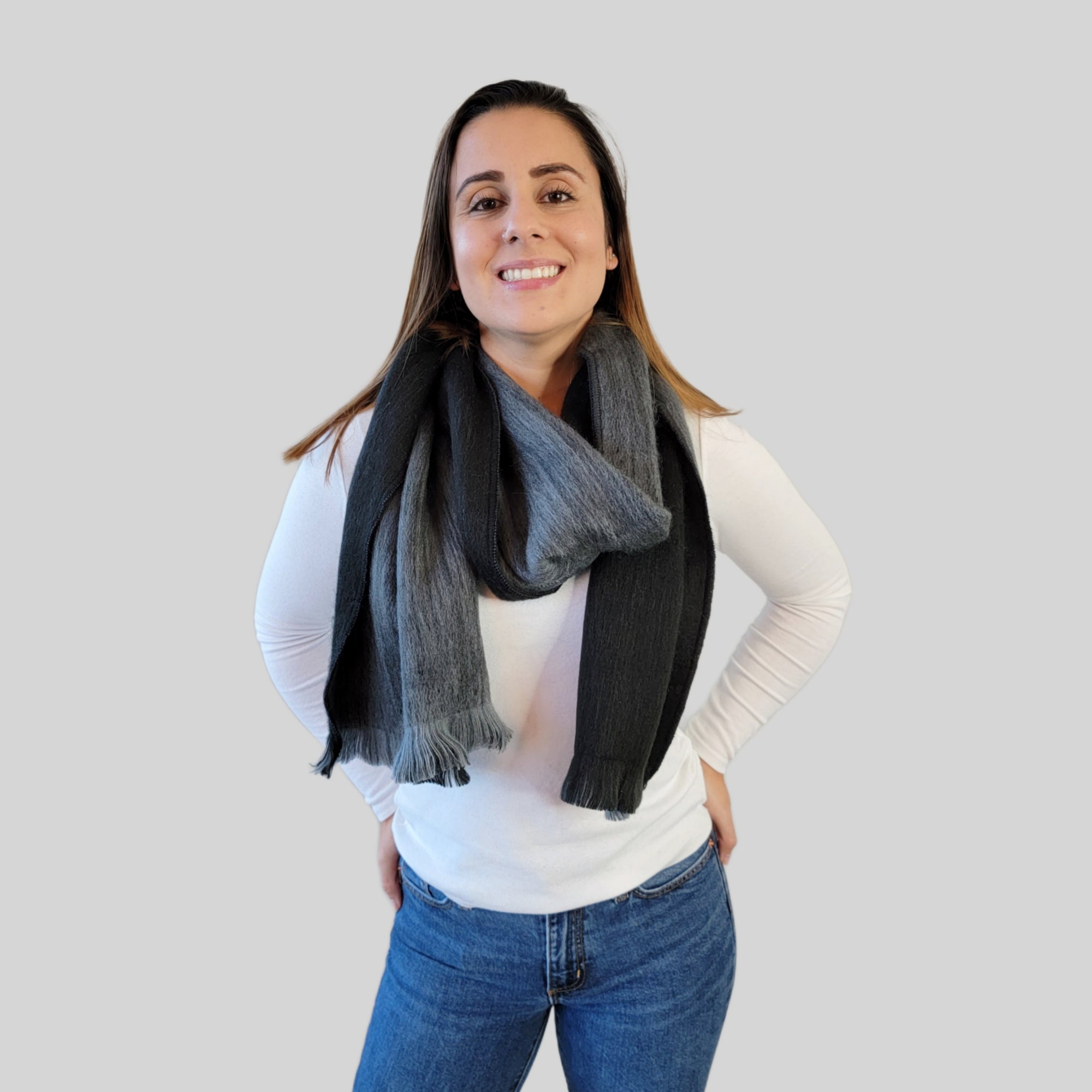 Kate - Black/Gray Reversible Scarf