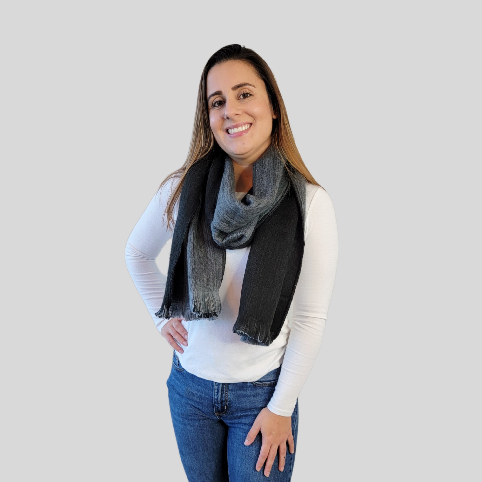 Kate - Black/Gray Reversible Scarf