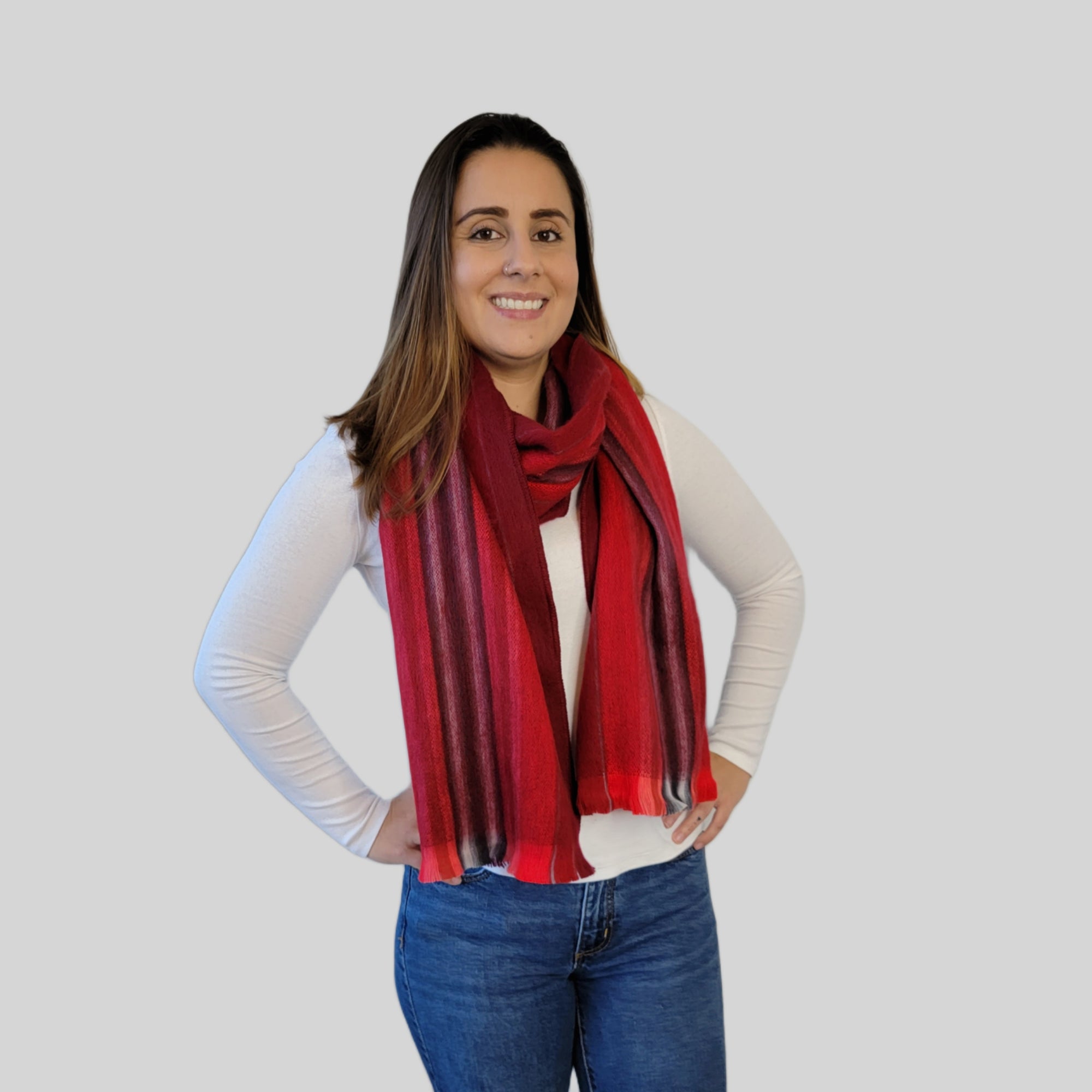 Cristina - Red Striped Scarf