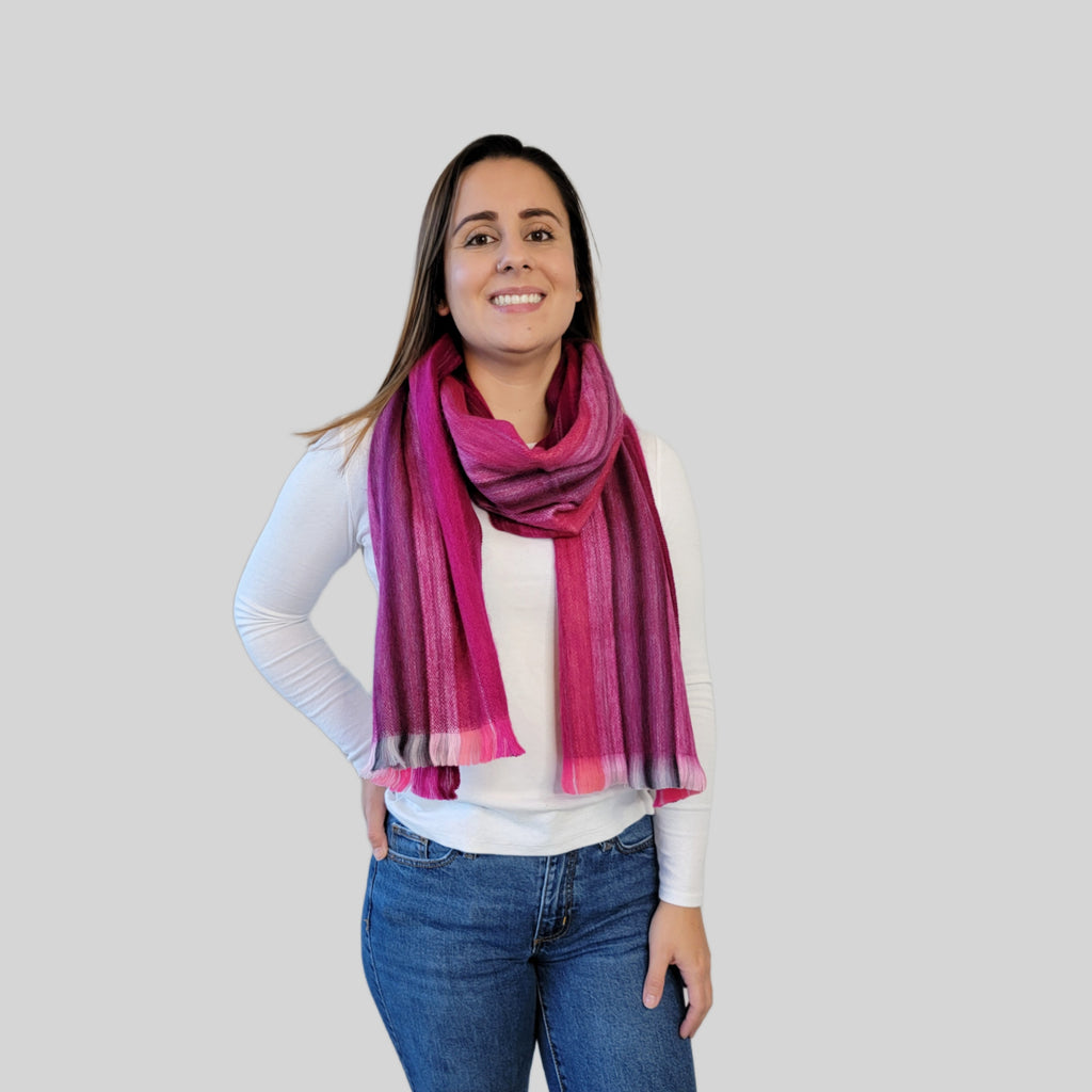 Anita - Pink Striped Scarf - Latitude Zero Goods