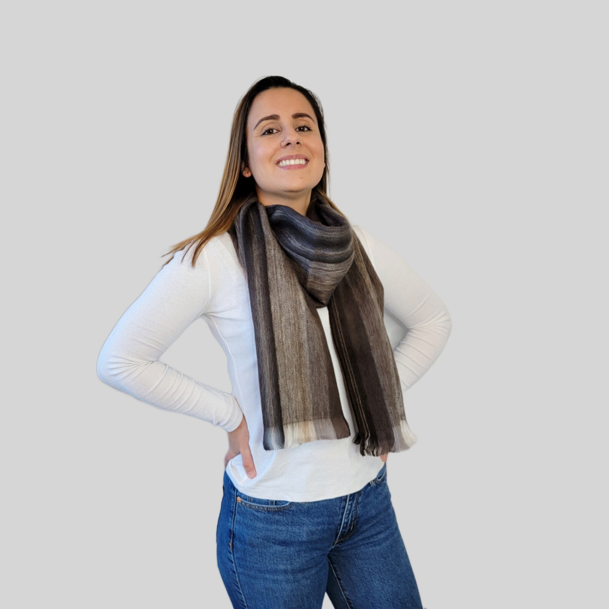 Emilia - Brown Striped Scarf