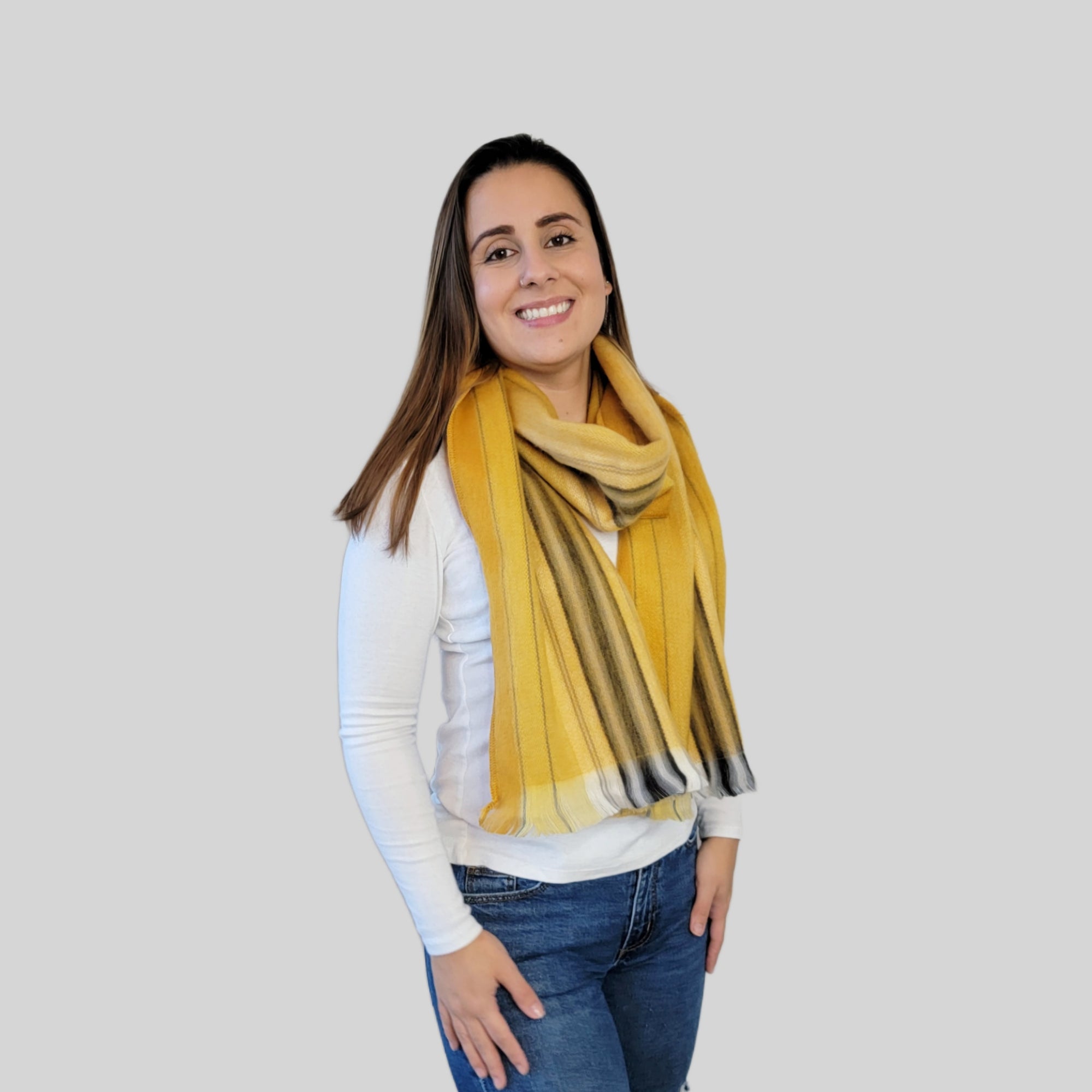 Liliana- Mustard Striped Scarf