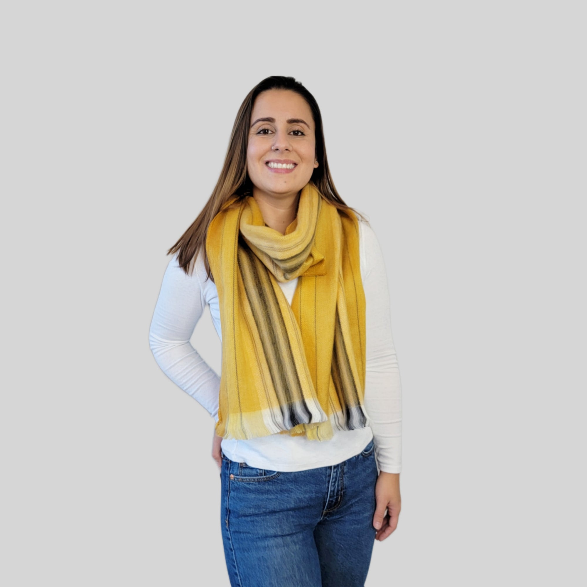 Liliana- Mustard Striped Scarf