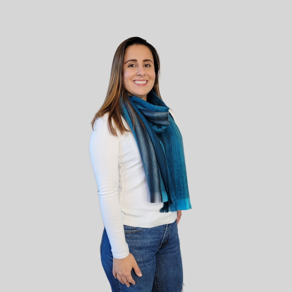 Turquoise Alpaca Wool Scarf - Lorena - Latitude Zero Goods