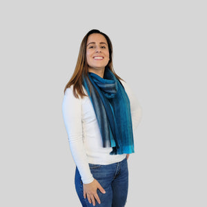 Lorena - Turquoise Striped Scarf