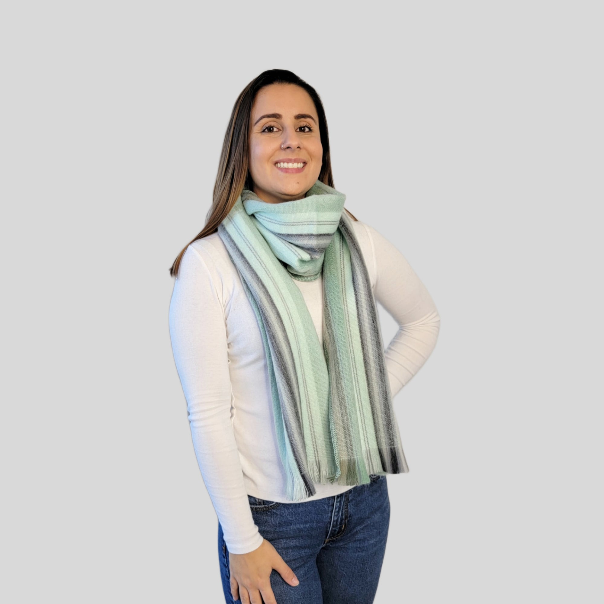 Gabriela - Mint Striped Scarf