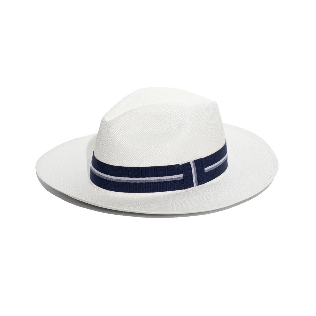 Unisex Classic Blue with white hatband Panama Flex fit Hat Handmade SIMPLY ELEGANT Hatband - Ultrafino main image 3