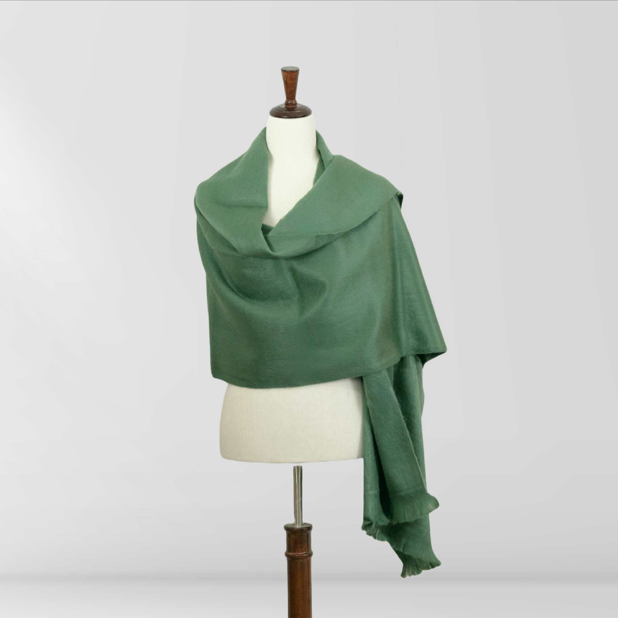 Sage Green - Alpaca Wool Shawl - Handmade Shawl