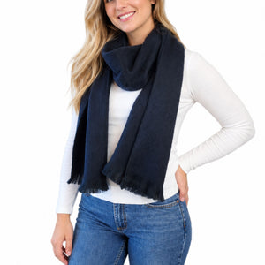 Dark Blue Alpaca Wool Scarf - Eloisa