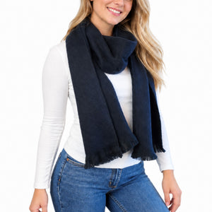 Dark Blue Alpaca Wool Scarf - Eloisa