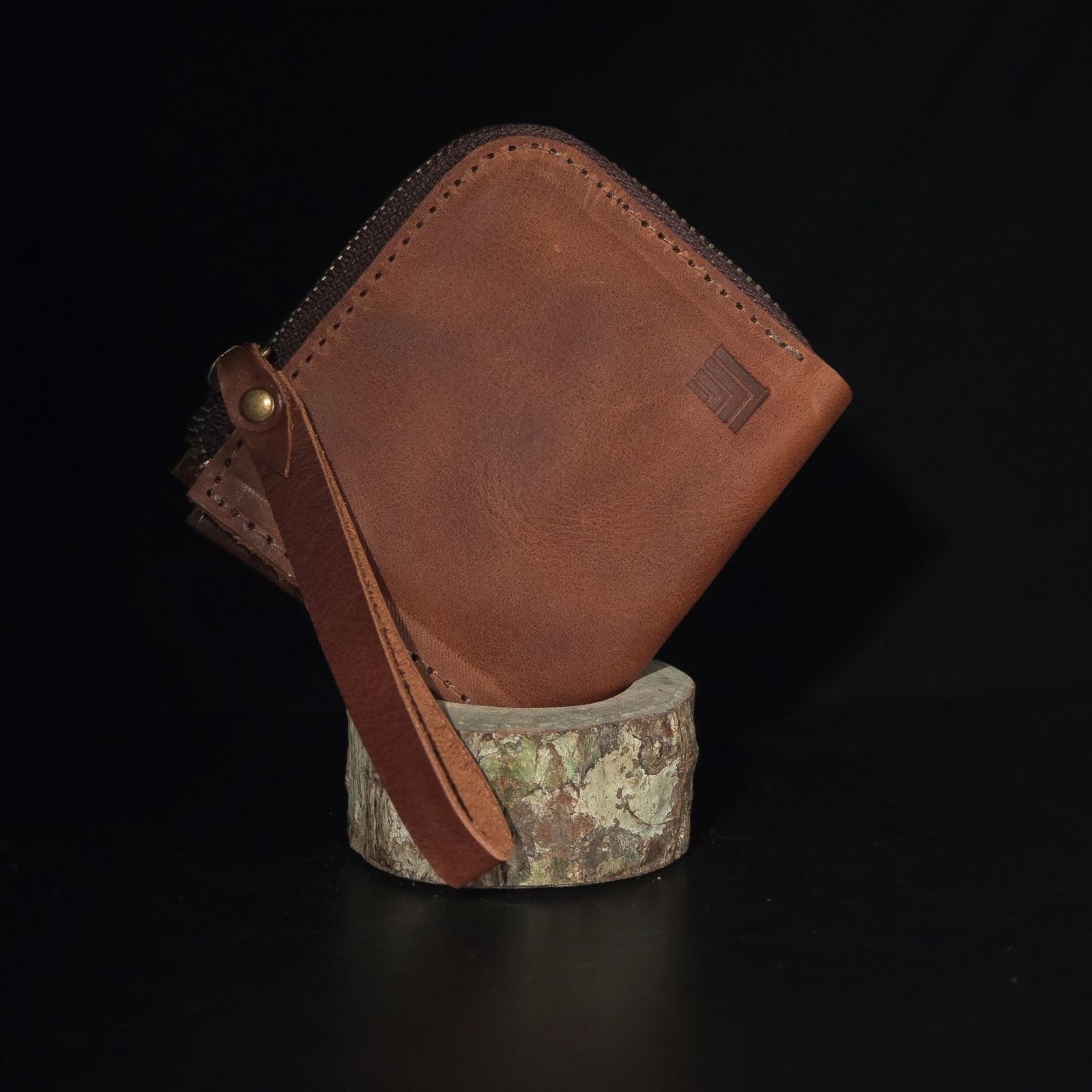 Brown Compact - Full Grain Leather Zipper Wallet