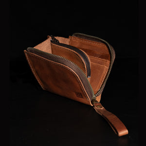 Brown Compact - Full Grain Leather Zipper Wallet
