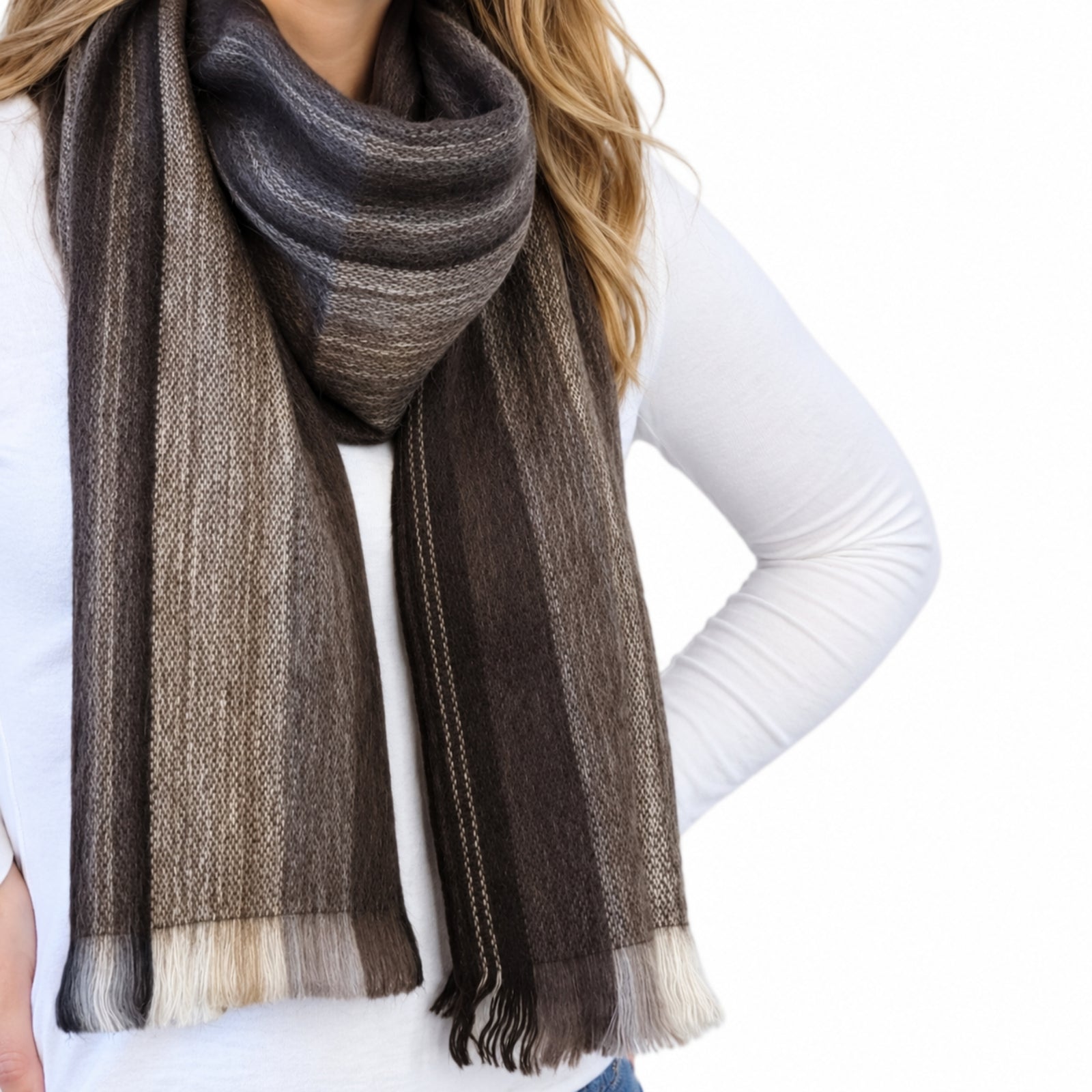 Brown Alpaca Wool Scarf - Emilia
