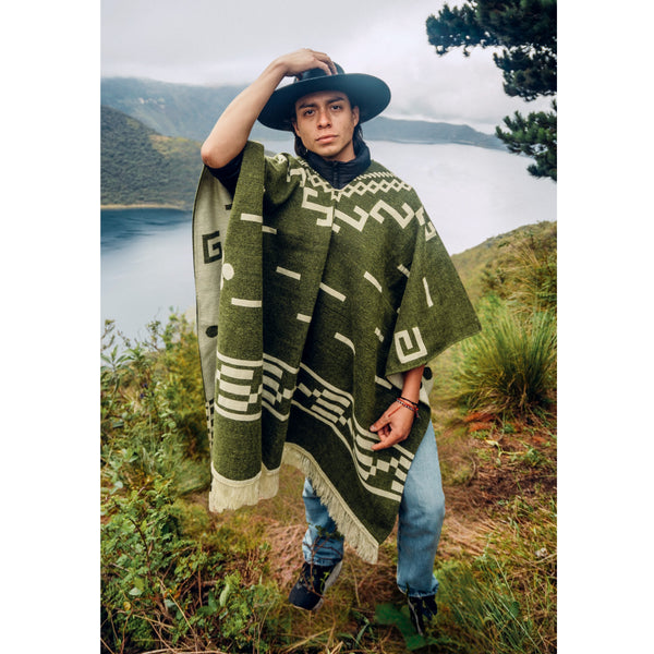Olive Green Alpaca Wool Poncho - Clint Eastwood - Latitude Zero Goods