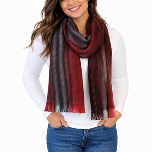 Dark Red Alpaca Wool Scarf - Morita