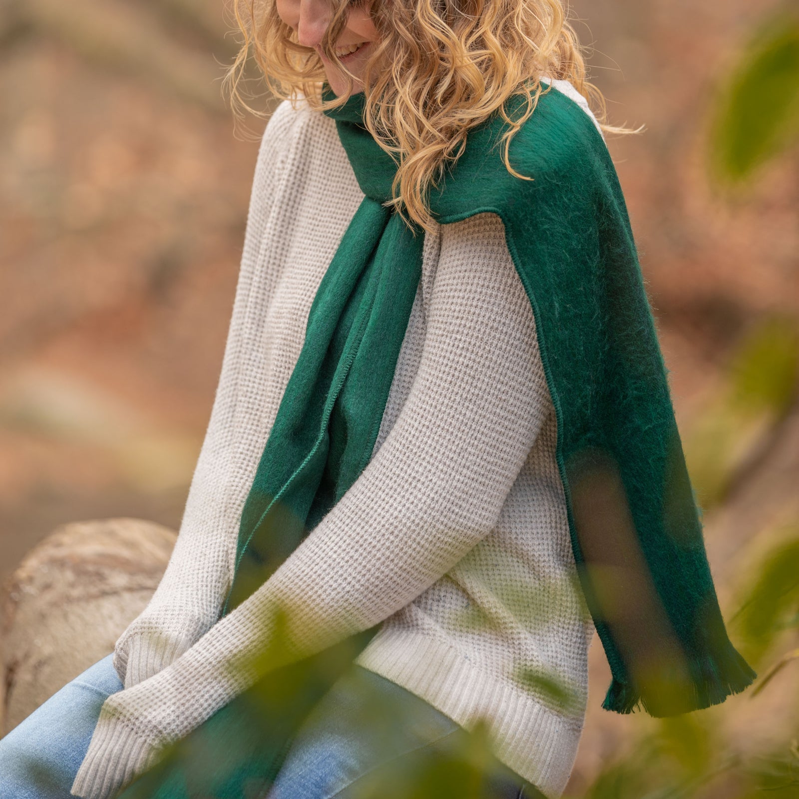 Clemencia - Green Wool Scarf