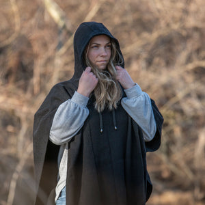 Black Merino Wool Poncho