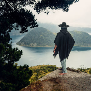 Black Merino Wool Poncho