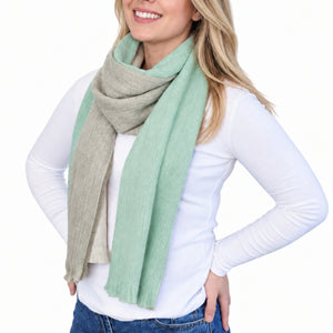 Mint Reversible Alpaca Wool Scarf - Victoria