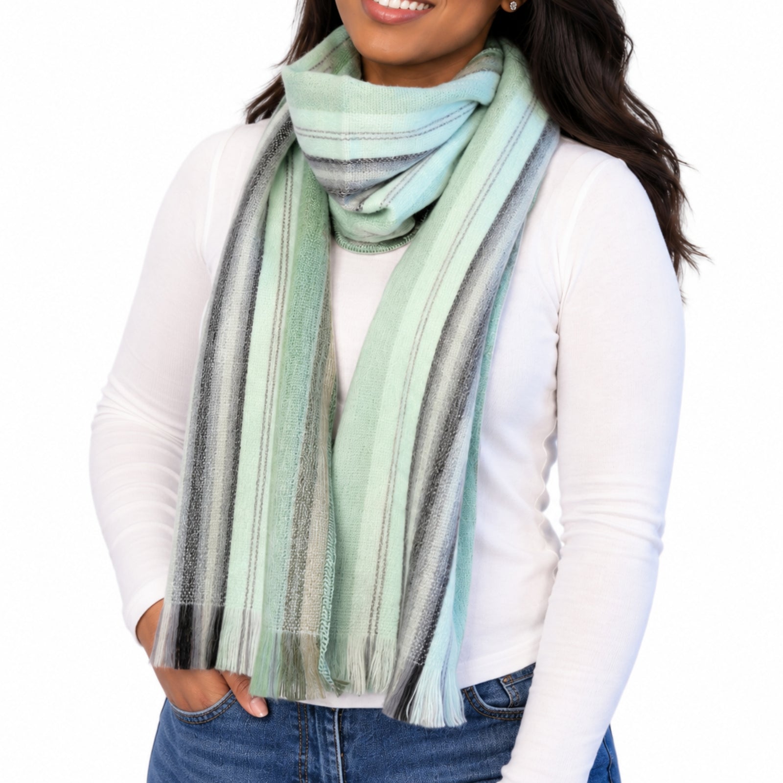 Mint Alpaca Wool Scarf - Gabriela