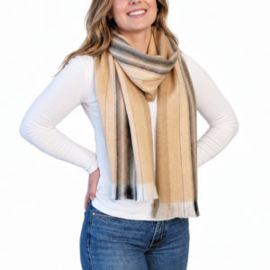 Peach & Beige Alpaca Wool Scarf - Gloria