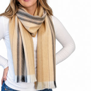 Peach & Beige Alpaca Wool Scarf - Gloria