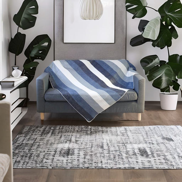 Blue Alpaca Wool Throw Blanket - Ambato - Latitude Zero Goods
