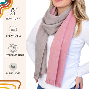 Pink Reversible Alpaca Wool Scarf - Amelia