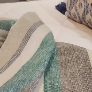 Teal & Beige Alpaca Wool Throw Blanket - Quitumbe