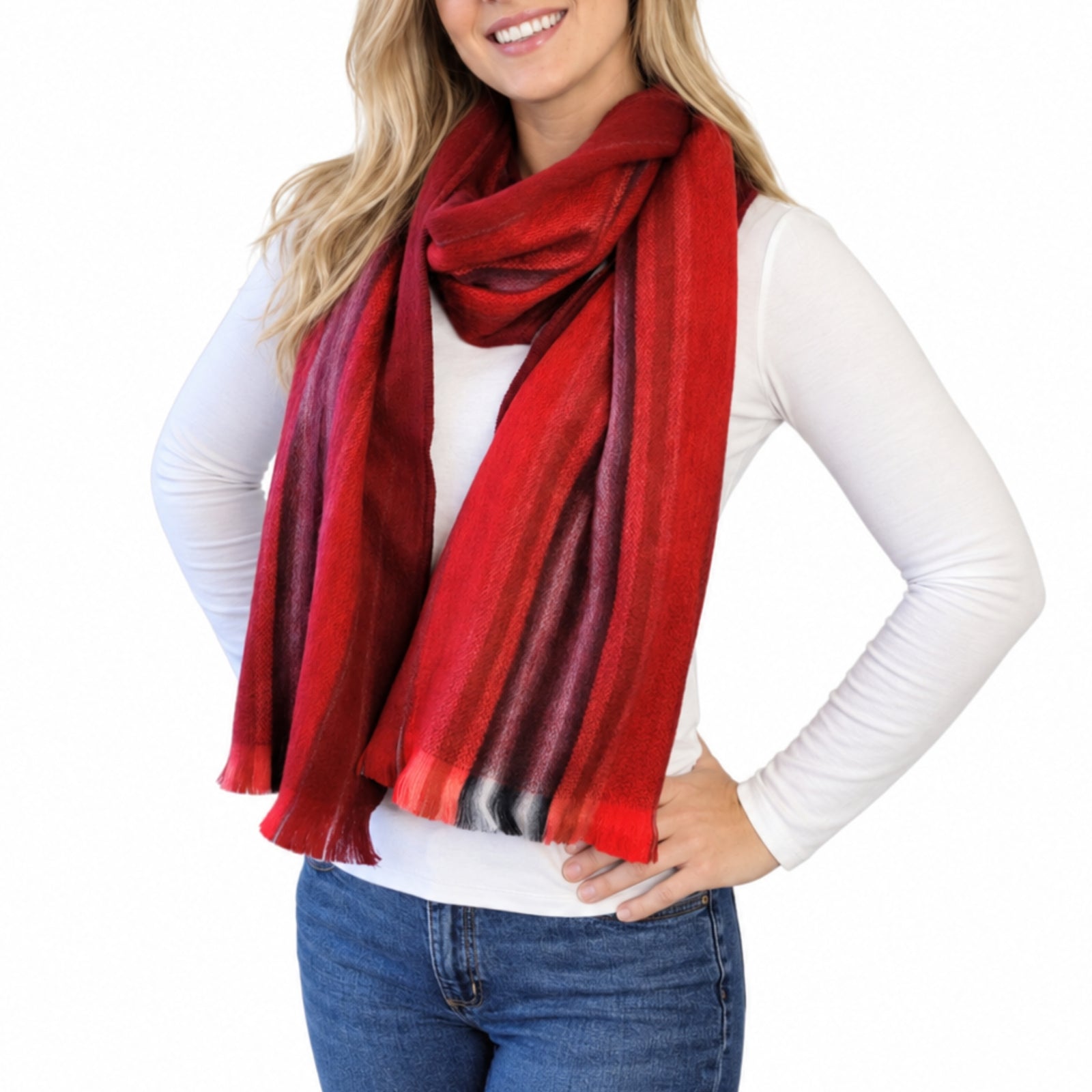 Red Alpaca Wool Scarf - Cristina
