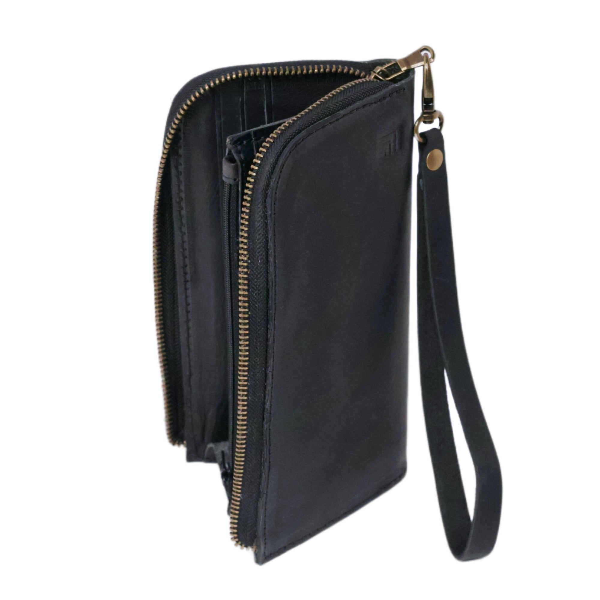 Black Continental - Full Grain Leather Zipper Wallet