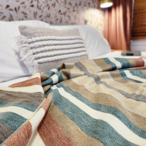 Teal & Beige Alpaca Wool Throw Blanket - Quitumbe