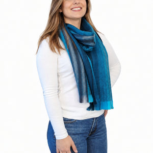 Turquoise Blue Alpaca Wool Scarf - Lorena