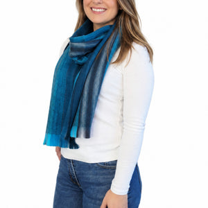 Turquoise Blue Alpaca Wool Scarf - Lorena